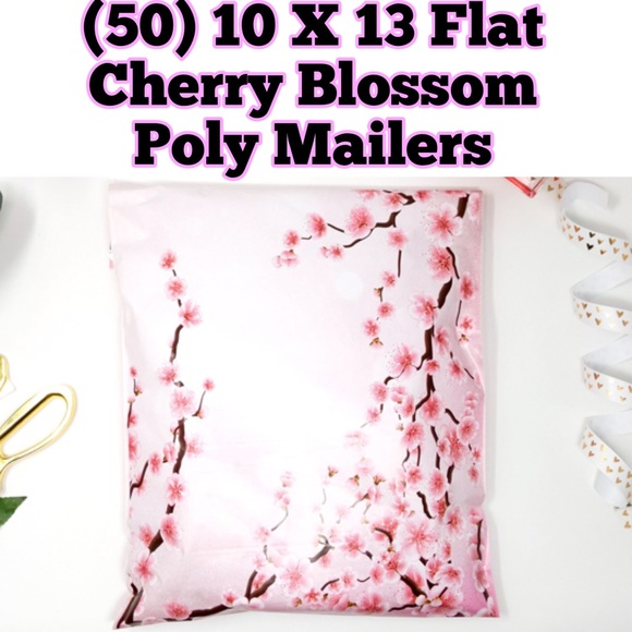 (50) 10 X 13 Cherry Blossoms Flat Poly Mailers - Picture 6 of 6